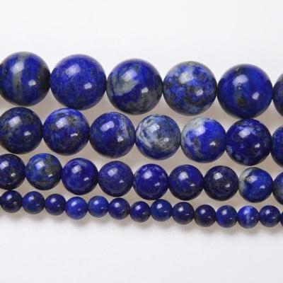 China Jewelry Making Wholesale Loose Gemstone Beads Natural Blue Round Lapis Lazuli Beads for sale