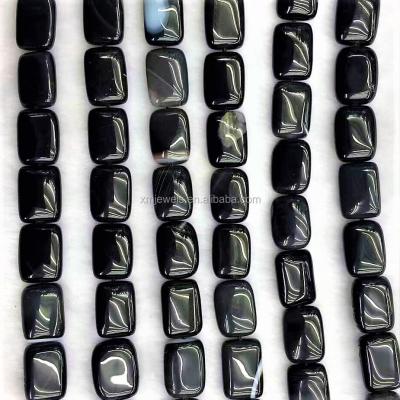 China Shiny Black Agate Rectangle 10x14mm Clustered Smooth Smooth Flat Beads for sale