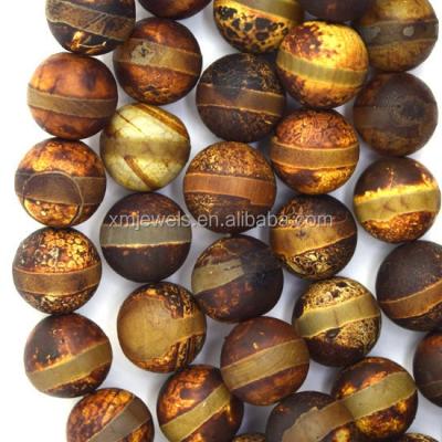 China Pleochroic / Rustic Agate Pleochroism Round Gemstone Beads 10mm DZI Tibetan Tribal Beads for sale