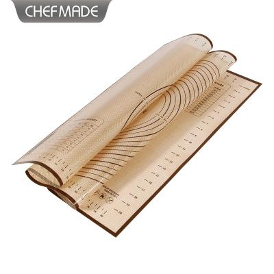 China CHEFMADE Food Grade Large Non Stick Sheet Dough Extra Thick Reusable Non-Slip Silicone Rolling Mat Baking Mat With Measurement for sale