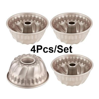 China Non Stick Sustainable Carbon Steel Bakeware Cake Pan Set 4 Mini Bundt 4inch Pan for sale