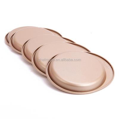 China Viable 2 Layer Champagne Gold Non-Stick Cake Pan, Food Grade Cake Baking Tray for sale