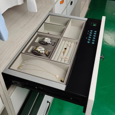 China Drawer Cabinet Furniture Smart Digital Fingerprint Password Open Security Safe Money Locker Cash Drawer Box Safe Box For Home for sale