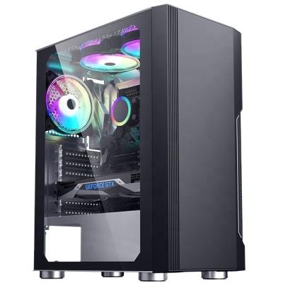 China With Power Supply Computer ATX Gaming Tower Desktop Case With Water Cooling System Multi Color Customization Black Computer Case for sale