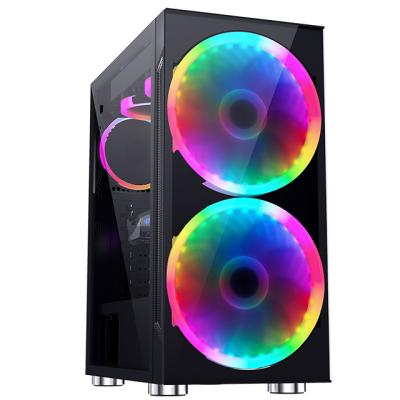 China With Power Supply New Product Customized PC Glass Case Computer Gaming Computer Case Support RGB Desktop Computer RGB Case ATX for sale