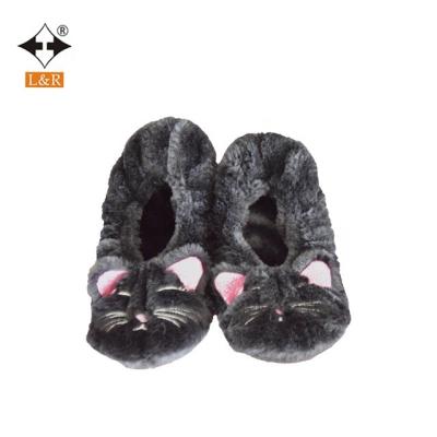 China Breathable Winter Black Cat Slippers Floor Socks For Women for sale