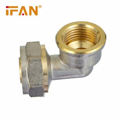 China Water IFAN Factory Price Brass Water Fittings 90 Degree Elbow Brass Compression Fitting Elbow for sale