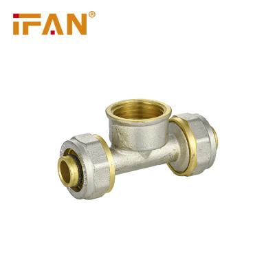 China IFAN Professional Good Price Good Quality Brass Female Tee size 20x1/2