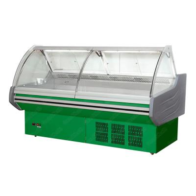 China Large Curved Compressor Deli Meat Display Case Glass Refrigerated Refrigerator for sale