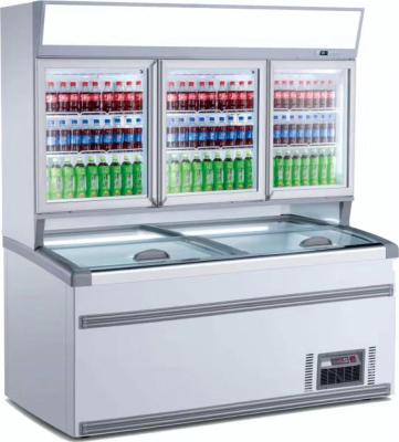 China Double-temperature Supermarket Supermarket Cool Cabinet Top Bottom Half Freezer Commercial Combo Frozen Half Refrigerator for sale