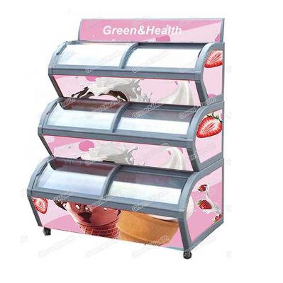 China Single-temperature New 3 Layer Ice Cream Freezer Supermarket Store Style for sale