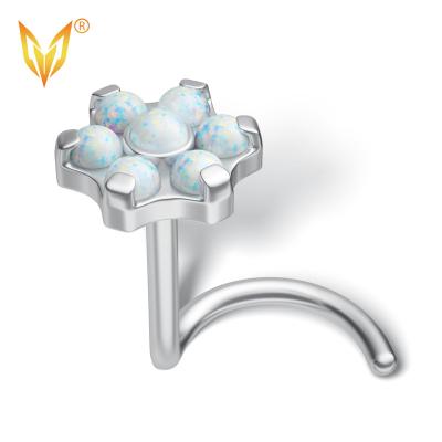 China LDOIT ASTM F136/G23 Punk Titanium 6 Opal Stone Blaze Set In Bloom Tops G23 Titanium Nose Screw For Woman for sale