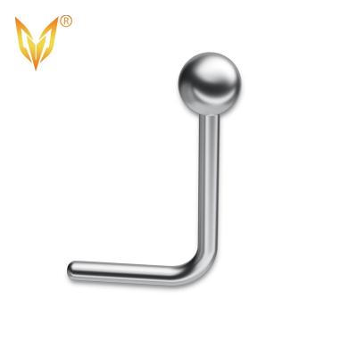 China No Bend Titanium LDOIT ASTM F136/G23 L Nose Studs With Ball Nose Top Piercing Jewelry for sale