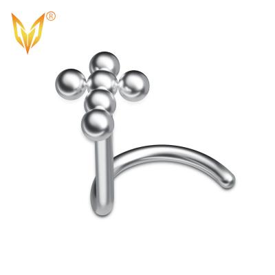 China LDOIT ASTM F136/G23 Titanium Nose Ring G23 Screw Nose Ring Punk Titanium Welding Cross Ball Upper Nose Ring For Woman for sale