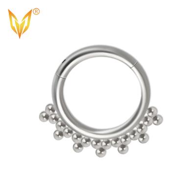 China LDOIT ASTM F136/G23 Punk Popular Popular Jewelry 5 Titanium Tri Bead Groups Hinged Segment Ring Luxury Nose Ring Body Jewelry for sale