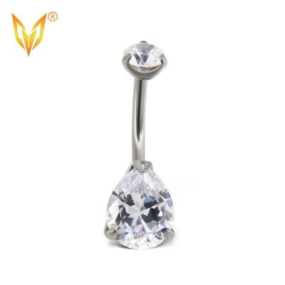 China LDOIT ASTM F136/G23 Punk Titanium Body Jewelry Triangle CZ Fork Set Anodized Belly Button Ring For Women for sale