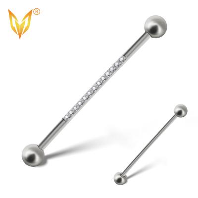 China LDOIT Punks ASTM F136/G23 Titanium Piercing CZ Pave On Pole Brabell Internally Threaded Brabell Industrial Jewelry for sale