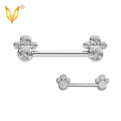 China LDOIT ASTM F136/G23 Punk Titanium Internally Threaded 4-CZ Stone Group Top Nipple for sale