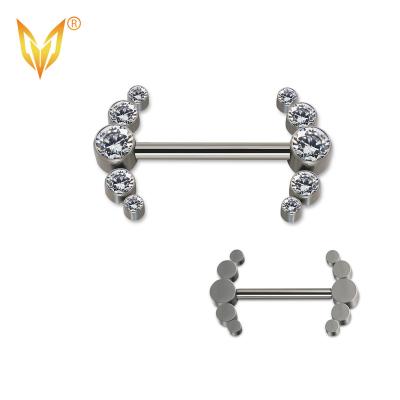 China LDOIT ASTM F136/G23 Punk Titanium 5CZ Stone Internally Threaded Top Nipple Rings Barbells Body Piercing Jewelry for sale