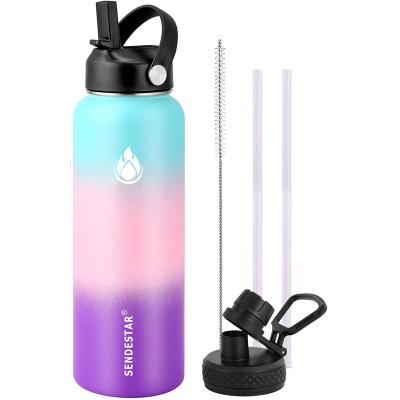 China SENDESTAR Viable Water Bottle 32oz Double Wall Vacuum Insulated Leak Proof Stainless Steel Sports Water Bottle Wide Mouth FlexStraw Lid for sale