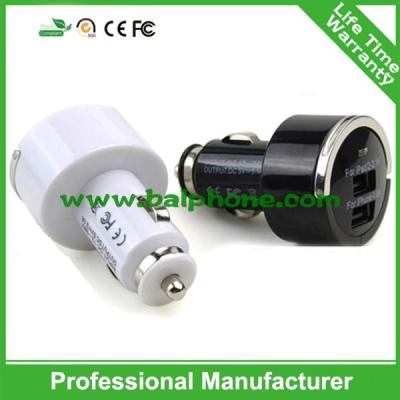 China Car charger for iPad for iPhone black and white pull tab dual usb car charger for sale