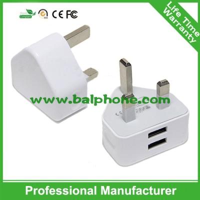 China Multifunction 3pin uk plug usb 5v 2.1 amp dual travel charger for sale