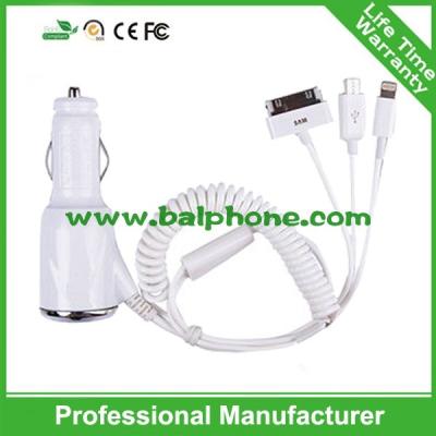 China car charger with cable for iphone6/5/iphone4/HTC/Sumsung for sale