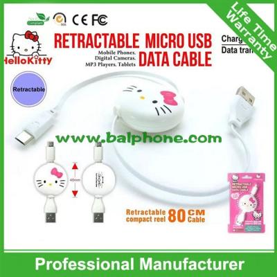 China 1m ew retractable cable with hello kitty for sale