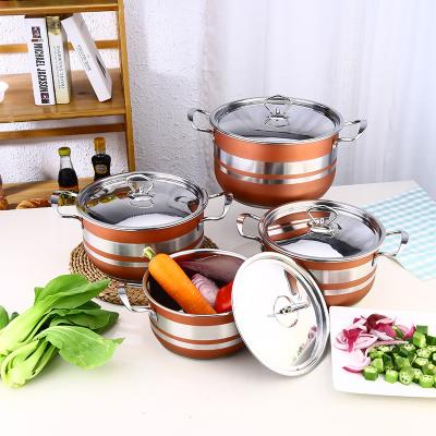 China Sustainable soup pot sets kitchenware cooking colorful wok cookware stainless steel for sale