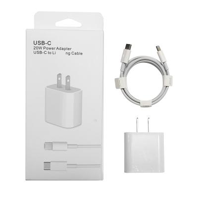 China Factory Wholesale Speed ​​USB Fast Charging Type C to UK EU Plug 5V PD Lightning Data Cable 20W Adapter Fast Charging Charger Set For iPhone Apple for sale