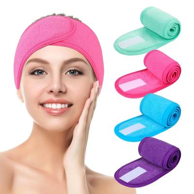 China Beauty Equipment Hair Accessories Stretch To Make Up Wrap Salon Spa Microfiber Wash Face Hair Band Adjustable Shower Hat Headband Shower Headband Head Band for sale