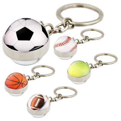 China We have 10000 styles for you to choose from Key Chain Glass Ball Soccer Ball Football Baseball Basketball Baseball Rugby Tennis Baseball Keychains Pendant Keychains Metal Keychains fashion for sale