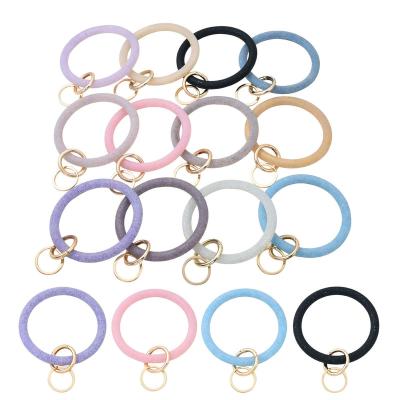 China We have 10000 styles for you to choose from Bling Key Ring Wrist Strap Keys Holder Keychains Round Oversized Key Chain Bracelet Women Silicone Wristband Key Chain Circle Bracelet for sale