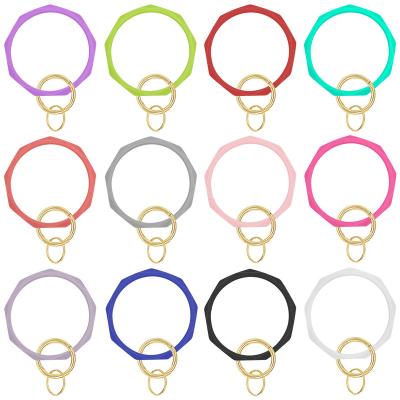 China We have 10000 styles for you to choose New Design Marble Silicone Key Chain Bracelet Circle Rubber Wristband Key Chain Women Girl Round Key Ring Diamond Shaped Gift for sale