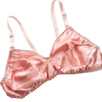 China Manufacturer Wholesale Breathable Pure Satin Brassiere QUICK DRY Thin Silk Sponge Padded Drop Shipping Support for sale