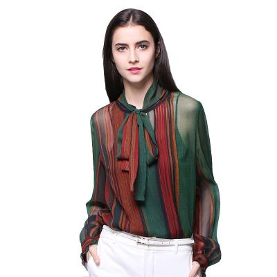 China 100% Silk Shirt Women's Summer Style Mulberry Chiffon Printed Anti-pilling Shirt Manufacturer for sale