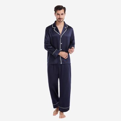 China QUICK DRY classic pajama set manufacturer New Desigual 100% silk satin silk pajama set long sleeve sleepwear set for men for sale