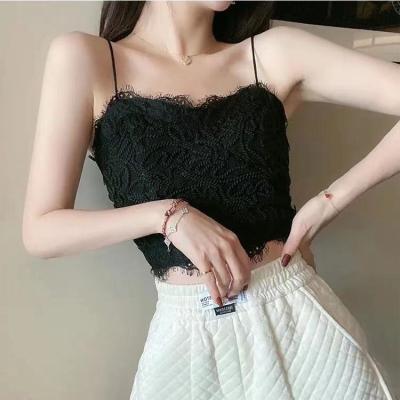 China 2021 Antibacterial New Lace Embroidery Bralette Yarn Free Bra Crop Tops Sexy Camisole Halter Wrapped Chest Girls Bra Air Bra for sale