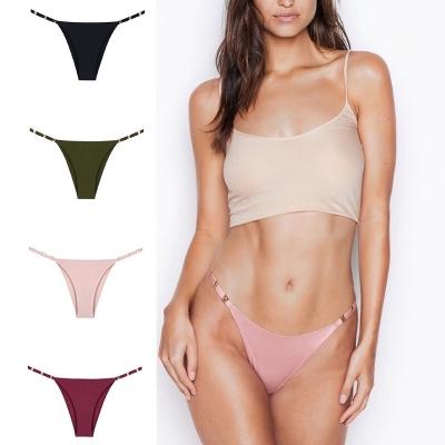 China European and American sexy low-waist jewelry T-pants ladies underwear belt antibacterial half-pack hip slim briefs for sale