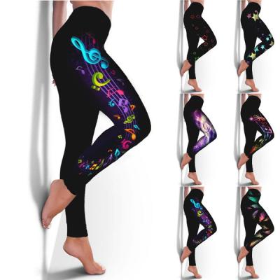 China Breathable Women's High Waisted Pattern Yoga Gaiters Workout Sports Running Sporty Printed Yoga Pants for sale