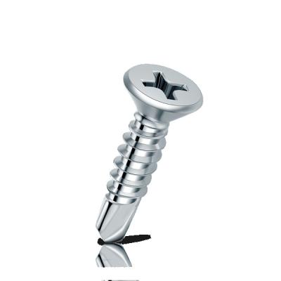 China Flat White Zinc Flat Head Self Drilling Screw for sale