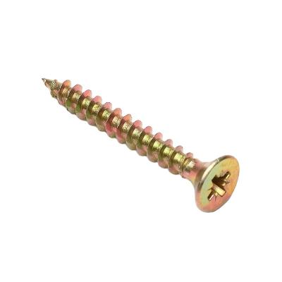 China Flat Yellow Galvanized Chipboard Self Tapping Wood Screw for sale