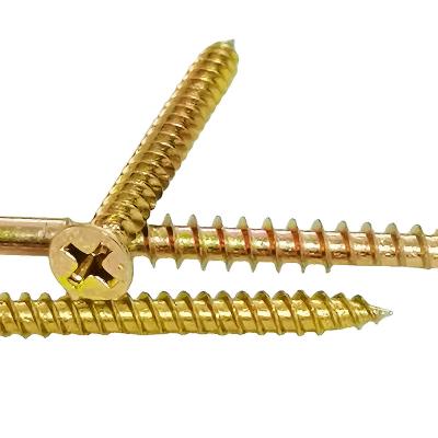 China Pozi Flat Head Galvanized Chipboard Self Tapping Wood Screws Yellow Color for sale