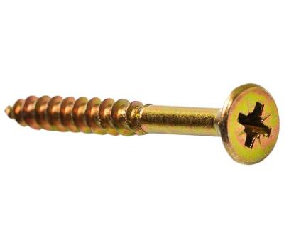 China Flat Chipboard Self Tapping Wood Screw with Yellow Galvanized for sale