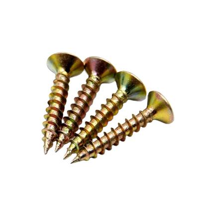 China Pozi Flat Head Galvanized Chipboard Self Tapping Wood Screws Yellow Color for sale