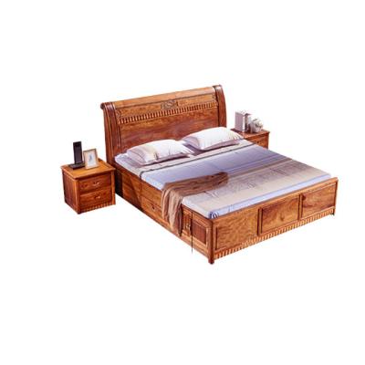 China Environmental friendly chinese simple double bed cama solid wood doble bedroom furniture for sale