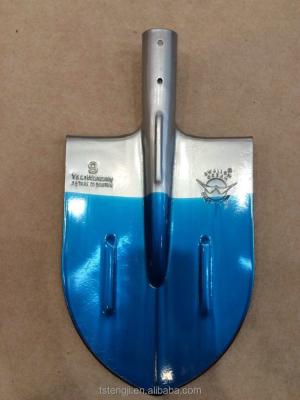 China Agriculture russian markt blue color shovel rail way steel material square and round shovel head for sale