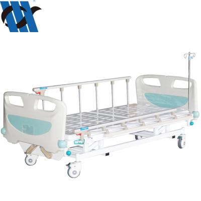 China Metal bed medical manufacture MDK-T2618L cheap portable manual hospital bed 2 cranks for sale for sale