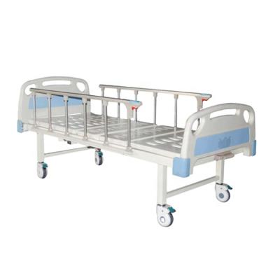 China Economical Medical Steel Coated One Crank With Wheels Bed For Inpatient Manual Adjustable Single Crank Hospital Bed for sale