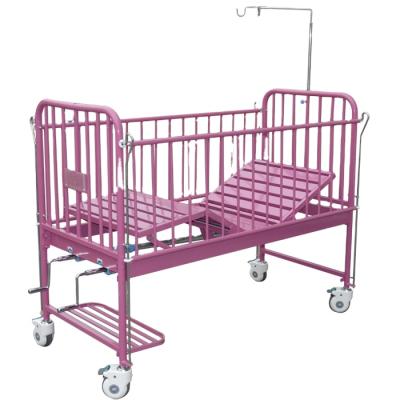 China Hospitals / Clinics / Home Care Centers Two Cranks Iron Manual Bed Single Children Bed With Casters Pediatric Hospital Bed for sale